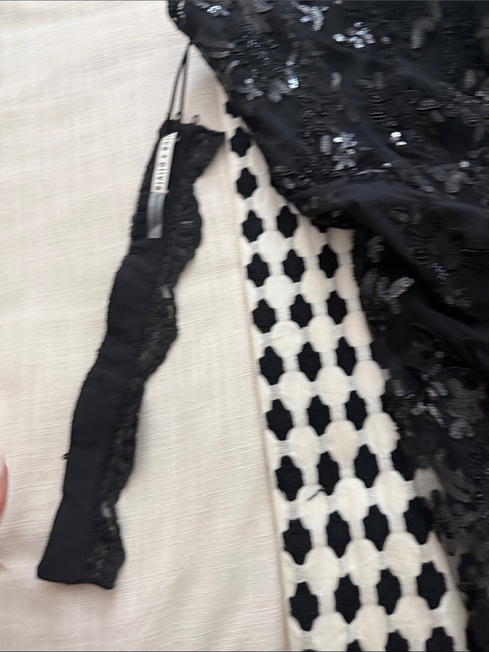 Alice + Olivia Strapless Black Lace Sequin Jumpsuit - Picture 8 of 8